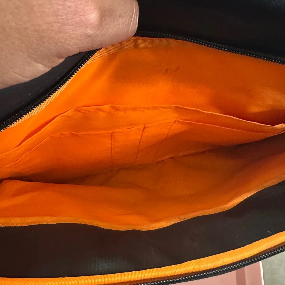 Solo Black Laptop‎ Briefcase Messenger Bag Orange Interior Padded Laptop Sleeve